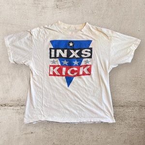 Vintage 1988 INXS KICK Tour White Short Sleeve Single Stitch T-Shirt